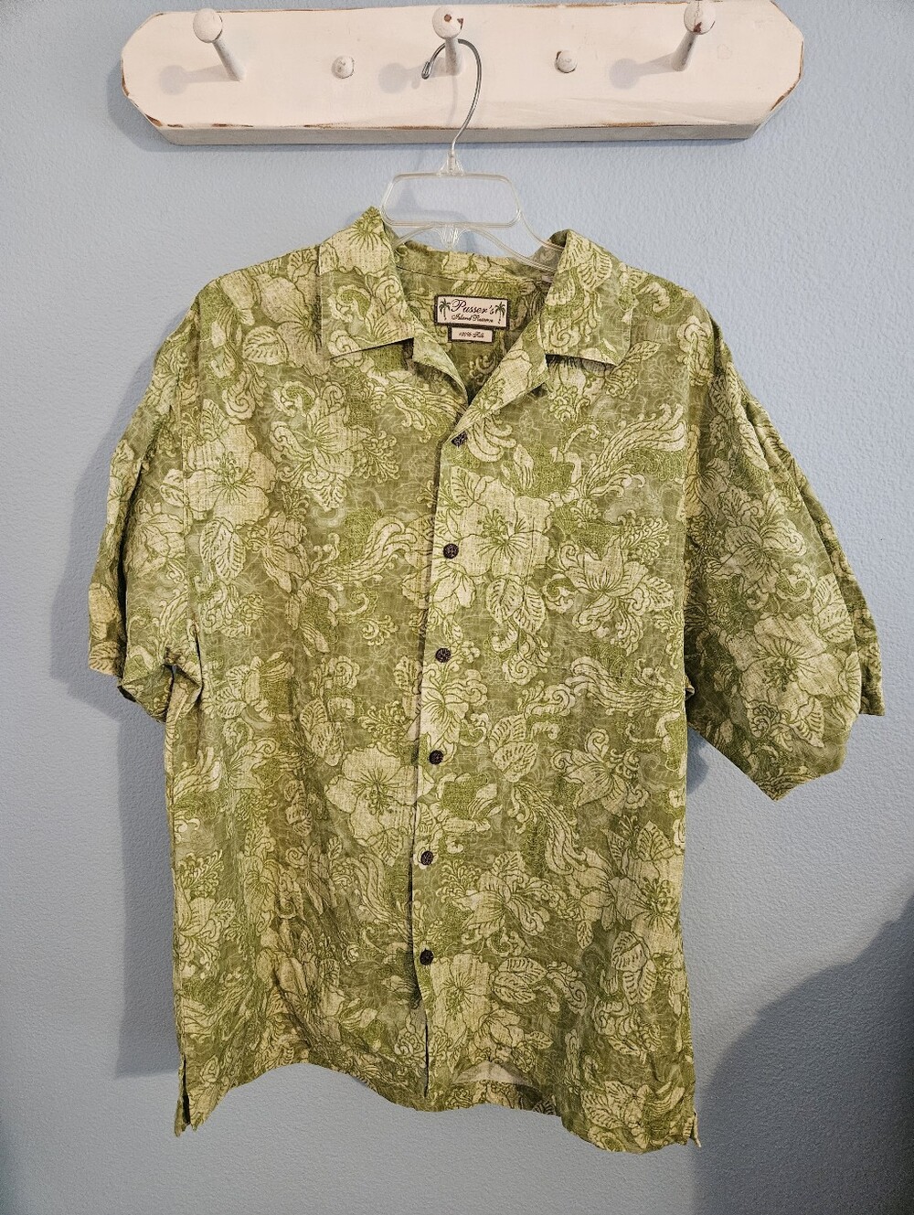 Pusser's Island Reserve Green Floral Short-Sleeve Mens Hawaiian Shirt
